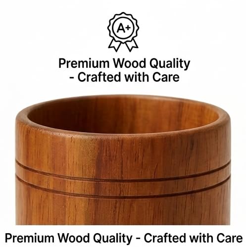 Image of Vijaysar Wood Glass for Diabetes Control Neem Wood Glass &Tumbler for Sugar Balance Ayurvedic Vijaysar Glass for Drinking Overnight Soaked Water Handcrafted Neem Glass for Weight Loss