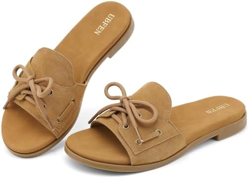 UBFEN Womens Slide Sandals with Arch Support Casual Flat with Sho...