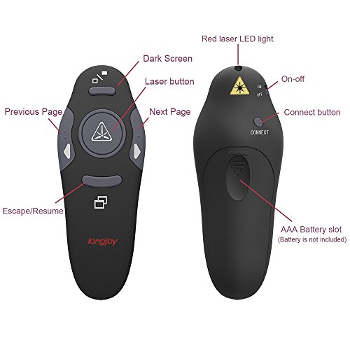 Wireless Presenter Longjoy Rf 2.4Ghz Laser Presenter Remote Presentation Laser Pointer Usb Control Powerpoint Ppt Clicker #TOP1