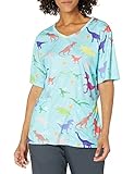 Funny Guy Mugs Scrubs Unisex Dinosaur Print V-Neck Scrub Top, Medium