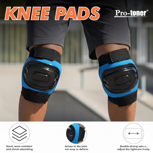 Image of Protoner Kids Skating Protection Kit with Helmet, Knee Pads, Elbow Pads and Wrist Guards,Multiple Colors & Sizes (Blue, Small)