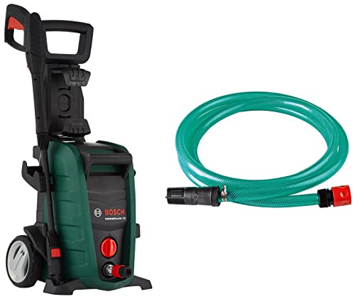 Image of Bosch Aquatak 130 1700-Watt High Pressure Washer (Green) & Bosch F016800421 Self Priming Suction Hose (Green)