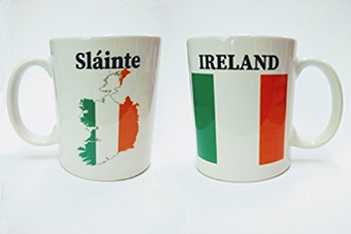 Irish Tricolour Flag Mug, Souvenir Ceramic Tea/Coffee Cup Green/White/Red, 11.5 x 8 x 9.5 cm
