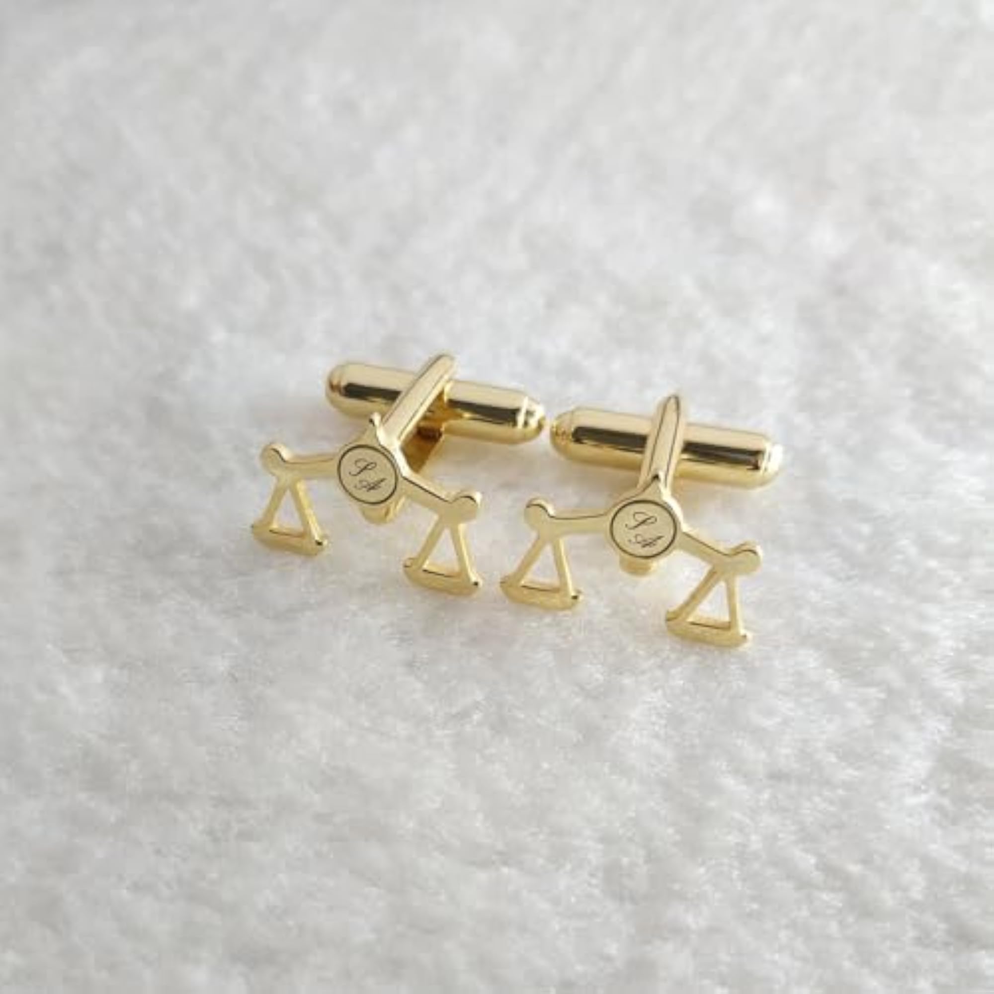Men's Gold Finish Scales of Justice Personalised Cufflinks