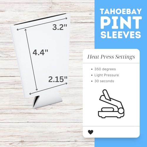 Image of TahoeBay Blank Pint Glass Sleeves, Beer Coolers, 6-Pack, White | Insulating Foam Cooler, 16oz Collapsible Tapered Beverage Holder, Bar Cup Insulator for Transfer Vinyl, HTV, Sublimation, DTF