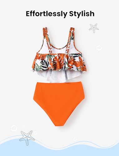 Image of PATPAT Family Matching Swimsuits Two Piece Hawaiian Tropical Beach Bikini and Swim Trunks Set Mommy and Me Bathing Suits