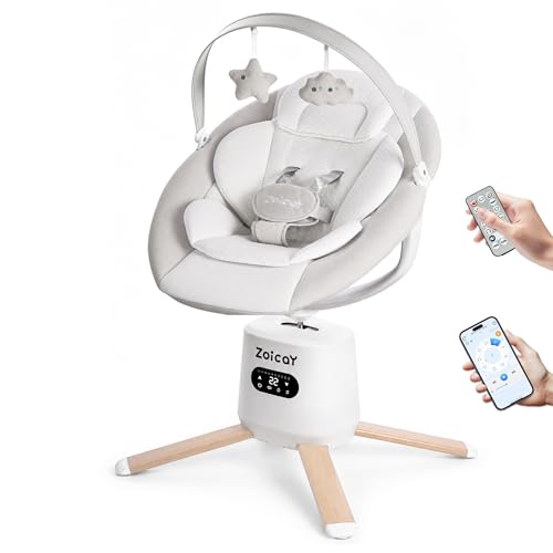 Balancelle Bébé Electrique Zoicay Transat Bébé Electrique 9 Modes avec Siège réglable Fonction de Timing et de Musique, Balancelle pour bébé...