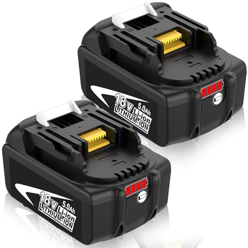 2pcs 5000mAh Replacement pour Makita 18V Batterie BL1850B BL1850 BL1840 BL1840B avec Indicateurs LED