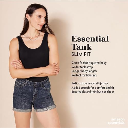 image for Amazon Essentials Women's Slim-Fit Tank Top, Pack of 2, Black/White, X