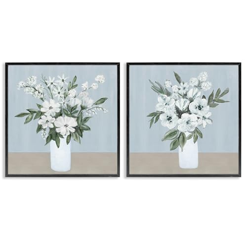 Tableaux fleurs blanches Marilyn Dunlap Stupell 61x61 cm lot de 2
