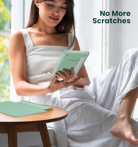 MoKo Abnehmbare Magnetische Hülle für All-New Kindle (11. Generation-2024/2022 Release) 6 Zoll, Ultraklare Kratzfeste Abdeckung für Rückseite und Gehäuse mit Auto Schlaf/Wach, Matchagrün