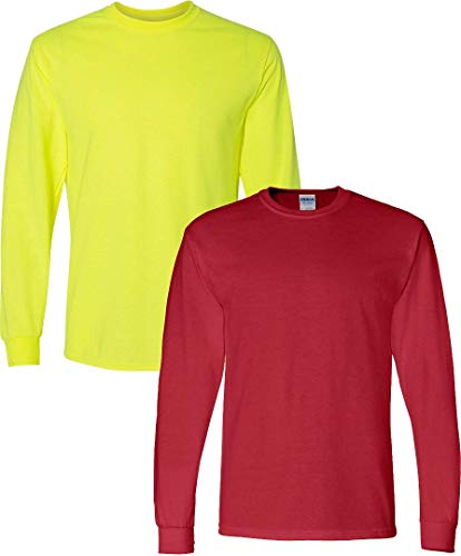 Image of Gildan - DryBlend 50 /50 Long Sleeve T-Shirt 2-Pack 8400-2XL-SFTYGREEN-Red