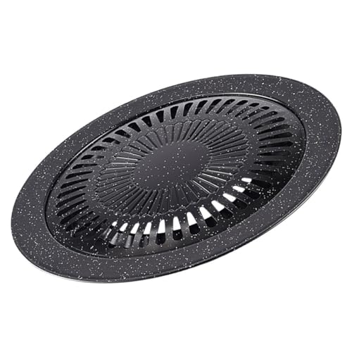 SOIMISS Sartén para Parrilla de Hierro Esmaltado Doble Capa Antiadherente Redonda, Sartén para Barbacoa al Aire Libre Adecuado para Camping y Cocina Familiar, Plancha para Asar Carne