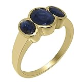 Frais d'expédition gratuits LBG Bague Artisanale (de Haute qualité) pour Femme en Or Jaune 375/1000 (9 carats) sertie de Saphir - Taille 53 (16.9) - Tailles 47 à 68 Disponibles