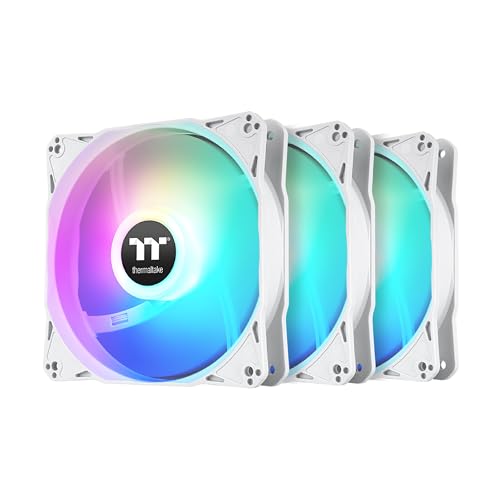 Image of Thermaltake LE120 ARGB PWM Fan White (3 Pack), PWM Controlled 500~1500 RPM, 5V Motherboard Sync, 16.8 Million Colors 9 Addressable LEDs, 66.1 CFM, 120mm Hydraulic Bearing, Case Fan, CL-F205-PL12SW-A