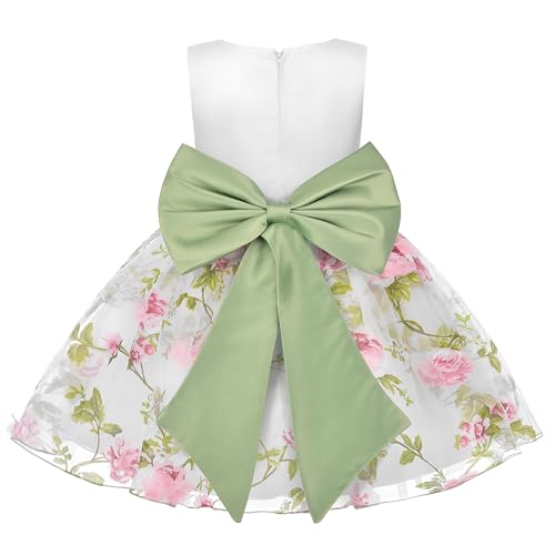 Uhnice Flower Girl Floral Dress Sleeveless Dresses with Detachable Bow for Wedding Party2