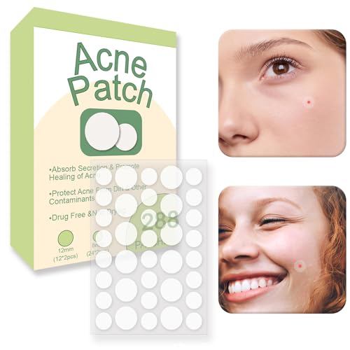 Pickel Patch, Hydrokolloid Unsichtbarer Pickel Patch - Schnell & Effektiv Pickel Reduzierend mit Concealer-Effekt, Passend für Date, Arbeit, Einkaufen, Reise - 288 Stück