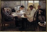 ARToPHIIU Wandbilder Drucke Poster Grafti Leinwanddruck am Vorabend der Prüfung Studierende bei der Klausurbesprechung Gemälde von Leonid Osipovic Pasternak für Wohnzimmerdekoration 60x90cm