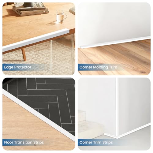 Alaoo PVC Inside Outside Corner Trim, Peel and Stick Wall Moulding Trim, Self Adhesive Flexible Corner Angle Trims for Tile and Wall Furniture Edges Decoration (2cm×6m, White) - Image 3