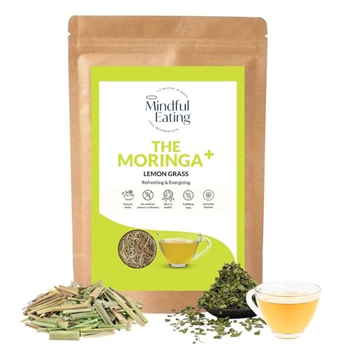 Image of Mindful Eating Pure Moringa Leaves Tea Combo Pack 2 - Lemongrass 70 g & Chamomile Flowers 70g - Dried Drumstick Tree Leaves, Immunity Booster, Caffeine-free, Herbal Drink