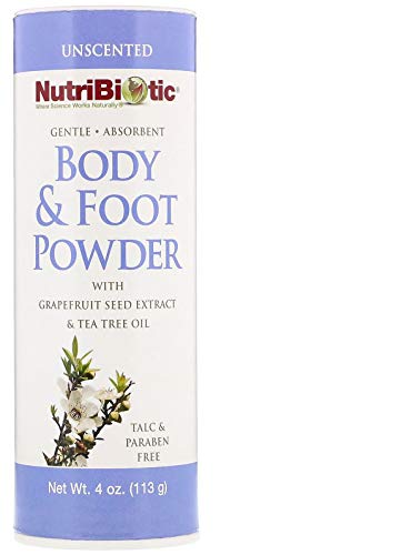 NutriBiotic Body & Foot Unscented Powder (Pack of 2) with Tea Tree Leaf Oil, Corn Starch, Sodium Bicarbonate and Grapefruit Seed Extract, 4 oz. - Thumbnail 2
