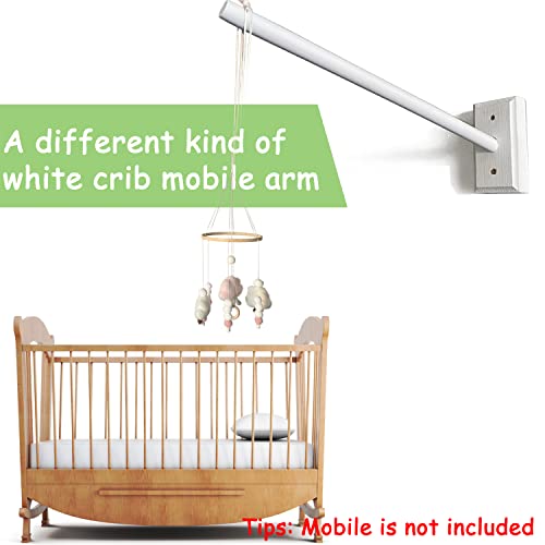Crib Mobile Wooden Arm, Wall Mounted Suitable For All Cribs 100% Natural Larch Hanger Nusery Decor Baby Room Safe Holder(Mobile Is Not Included ） (White) #TOP5