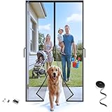 Magnetic Screen Door 38'' x 79'', Heavy Duty Fiberglass Screen Mesh for Summer Use,Hands-Free, Pet & Kid Friendly for Patio Sliding & Front Doors (Gray Summer Screen, Fit Door Size 36''x78'')