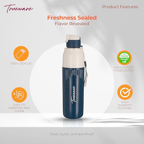 Image of Trueware Aqua Snow Double Wall Inner Steel Outer Plastic 750 ML Hot and Cold Water Bottle | BPA Free | Food Grade| Leak Proof | School, Gym,Sports,Office, Travler Bottle