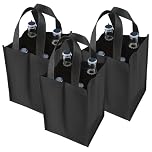 Cobee 3 Pcs 4 Bottle Wine Tote Bags, Reusable Wine Bottle Carrier Tote for Travel Wine Gift Bag with Extra Bottom Padding Non-Woven Wine Bags Wine Carrier for Camping Picnic