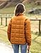 Bianstore Women's Oversized Splice Quilted Lightweight Puffer Jacket Casual Padded Coat(Ginger-XL)