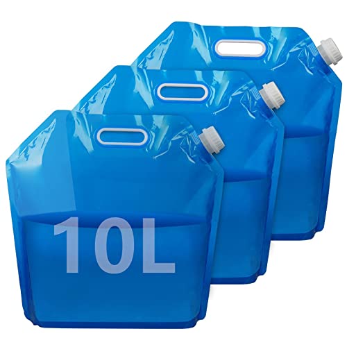 OneChois Bidón de Agua Plegable 10L 3 Pcs,con Tapa Estanca,Contenedor de Agua Plegable Portátil de Calidad Alimentaria,Adecuado para Acampada al Aire Libre,Respuesta a Emergencias por Desastre Cover