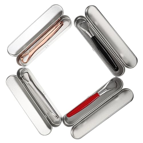 BESTYASH 4 Sets Portable Tongue Scrapers for Oral Care Lightweight Bad Breath Removal Tool with Travel Box