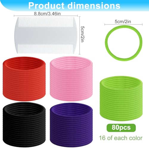 80 Stück Anti Laus Haargummi Set Mit Läusekamm Gegen Kopfläuse Buntes Elastisches Anti Läuse Haargummi Enthält Ätherische Öle Täglichen Haarschmuck für Frisch Duftendes Haar