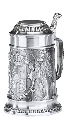 Jarra Bavaria de 0.5 litros con tapa para coleccionistas de jarras de cerveza