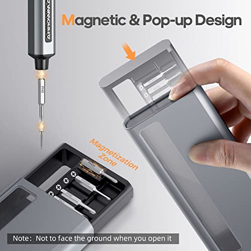 Am Arrowmax Electric Screwdriver, Precision Screwdriver W/ 34 Magnetic Bits, 4 Torque Settings, Red Dot, If Winning Design, Rechargeable Mini Cordless Screwdriver For Phone, Laptop, Camera, Gray #TOP1