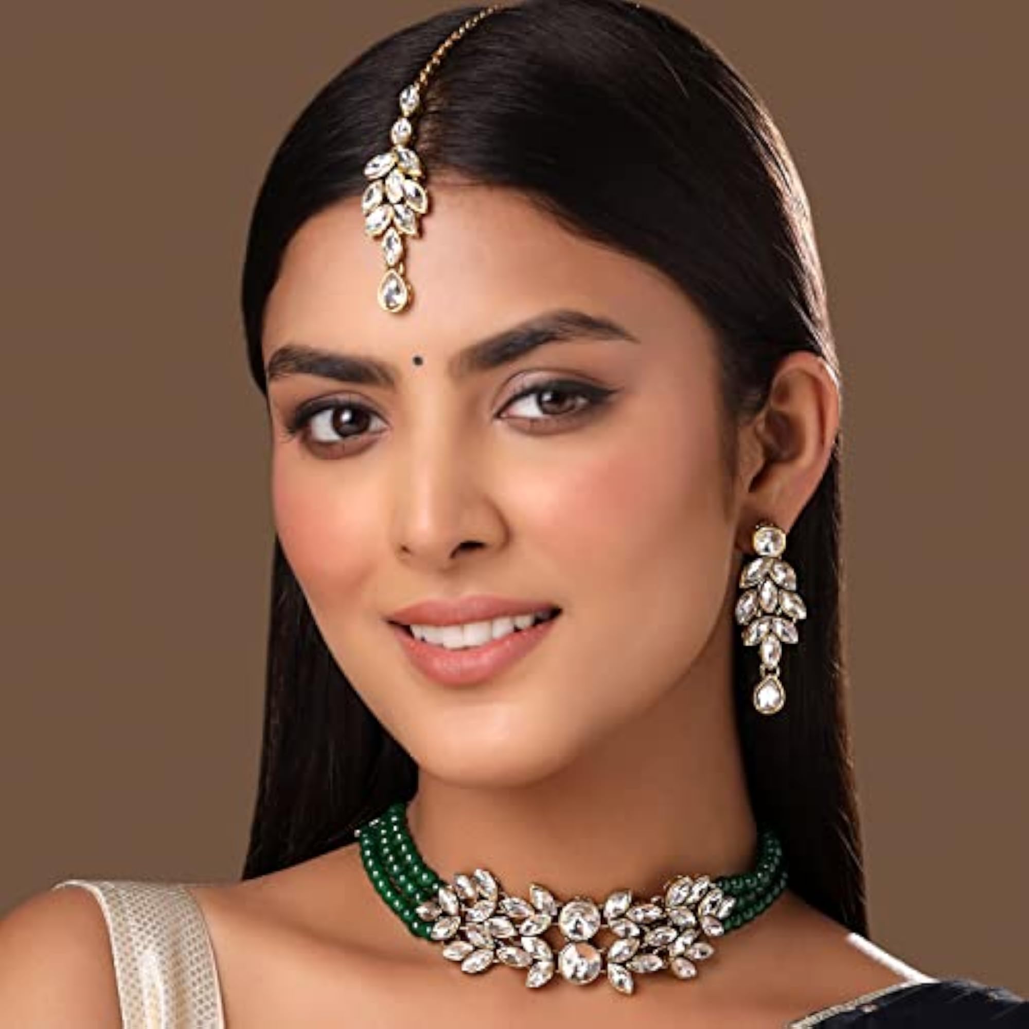 Kundan Necklace Set for Women - Beaded Choker Jewelry Set