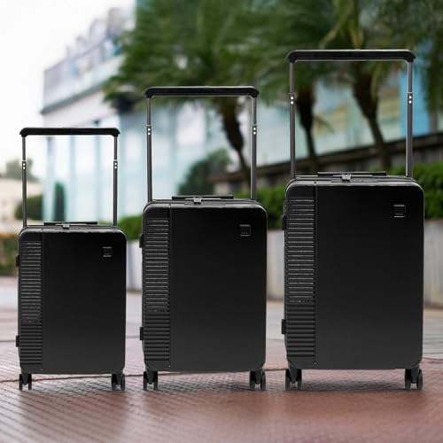 Image of ICON - Signature Polycarbonate (PC) Hard-Sided Cabin Suitcase | Ultra Lightweight & Durable | 8 Spinner Wheels | TSA Lock | Organized Interior | Multiple Colours (Set of 3, Black)