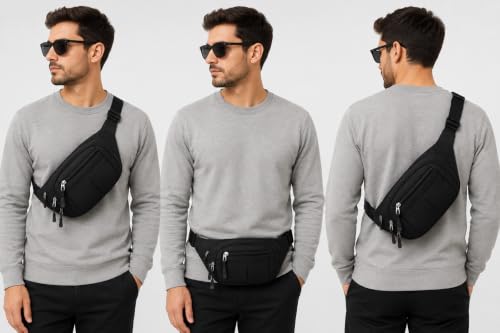 Image of WORLD STAR Waist Bag for Men & Women | Fanny Pack for Men | Trendy Mobile Waist Pouch Pocket Bag for Girls and Boys | Waterproof Hip and Side Bags for Outdoor Hiking Travel