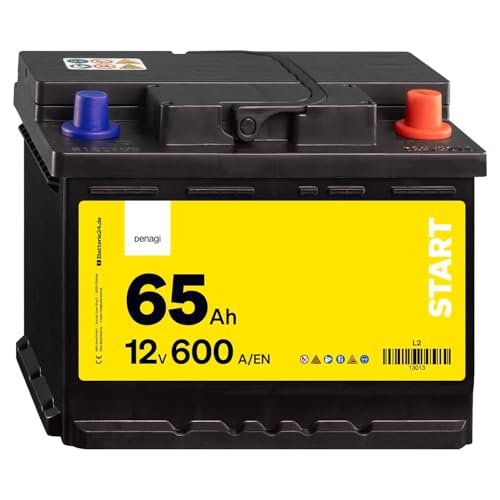 Denagi Start Autobatterie 12V 65Ah 600A/EN Starterbatterie, absolut wartungsfrei