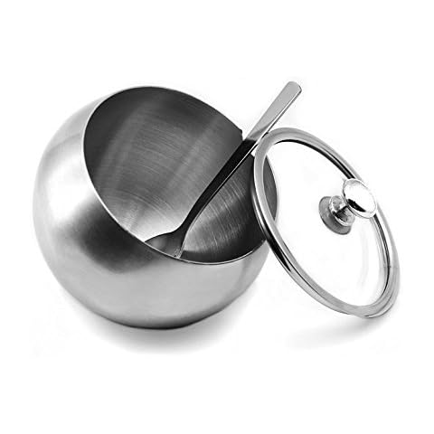 YOCZOX Stainless Steel Sugar Bowl with Spoon Cover
