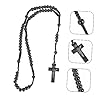 Warmhm Black Bead Rosary Necklace for Men Lightweight Tiny Cross Pendant Handmade Durable Faith Jewelry for Daily Wear and Gift #1