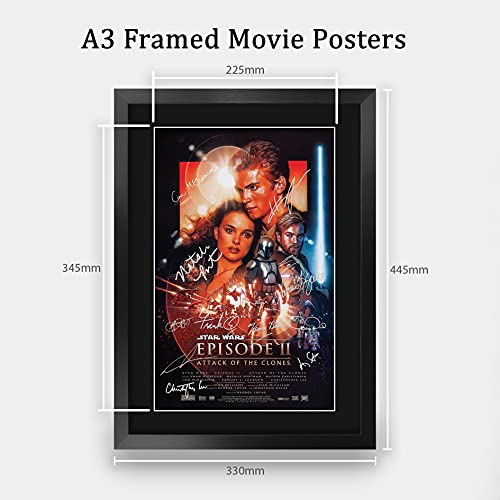 HWC Trading A3 FR Star Wars Episode II Attack of the Clones The Cast Hayden Christensen Natalie Portman Gifts Printed Poster Signed Autograph Picture for Movie Memorabilia Fans - A3 Framed