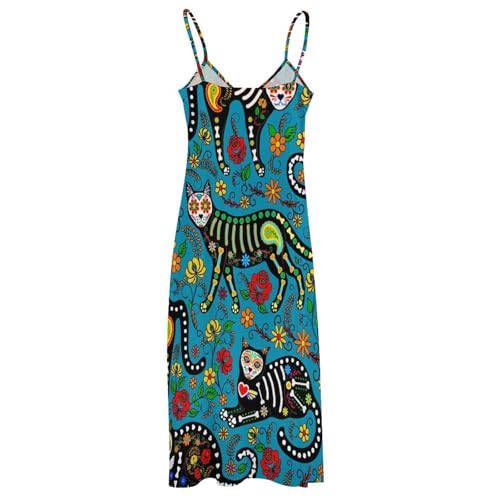 Robe longue squelette de chat au motif graphique unique et coupe maxi fluide - 4