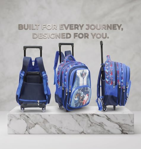 Image of ADSON 3D Embossed School Trolley Bag Large School Bag for Boy Girl, Kids School Bag, Travel Backpack for Girl Boy, Ideal for Children Trolley 16 Inch Water Resistant