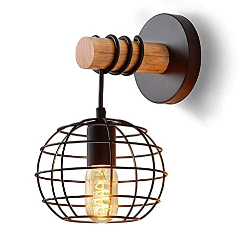 Lampe murale industrielle rétro en métal cage sphérique pour salon