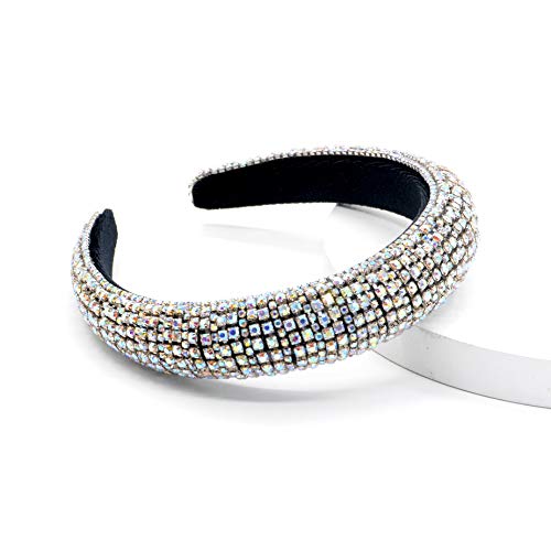Women Rhinestone Headband Bling Padded Baroque Crystal Fashion Hair Band Party For Bridal Crown Hair Hoop Wedding Hair Accessories (Silver With AB Stone) - Image 4