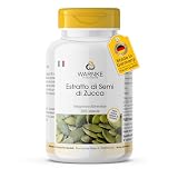 Estratto di semi di zucca 500 mg - 250 capsule - con vitamina E, zinco e selenio - ad alto dosaggio - confezione grande | Warnke Vitalstoffe - Qualità farmaceutica tedesca