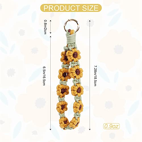 Elephtree Boho Macrame Keychain Wristlet Keychain Weave Exquisite Keyring Holder Bracelet Handmade Wrist Lanyard Flower Pattern For Women #TOP2