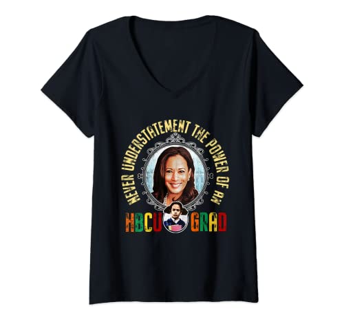 Mujer Kamala Harris Camisa HBCU Grad Black History Month Mujeres Niños Camiseta Cuello V