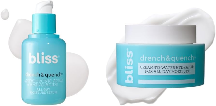 Hyaluronic Acid Drench & Quench Serum + Moitsturizer– Hydrating Ingredients for Dry, Sensitive Skin - Lightweight Gel Formula for Deep Hydration & Plump Skin - Clean, Cruelty-Free - 1 Fl Oz
